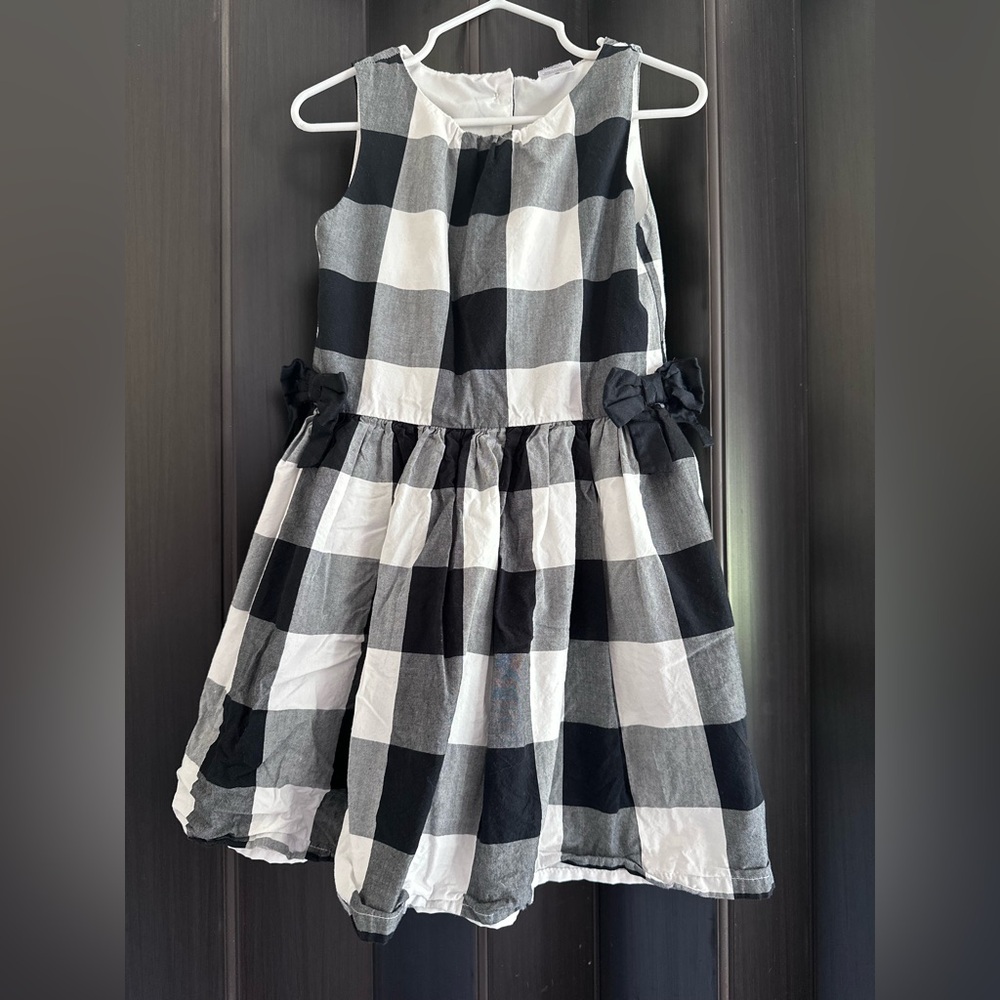 Stylish Black and White Checkered Kids Dress